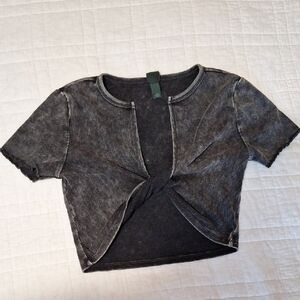 Wild Fable Charcoal Twist Front Crop Top
